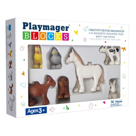 משחק מגנטים בעלי חיים 14 חלקים PLAYMAGER