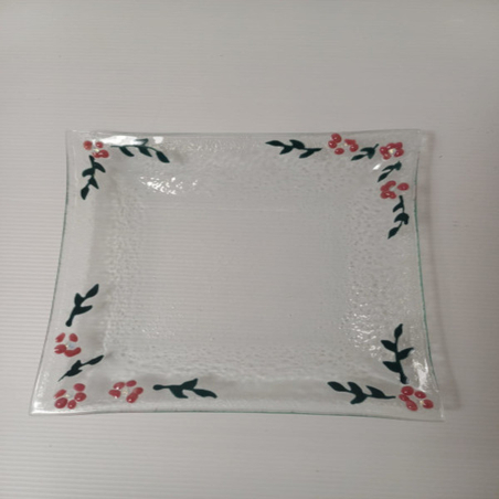 צלחת מרובעת דגם פרחים