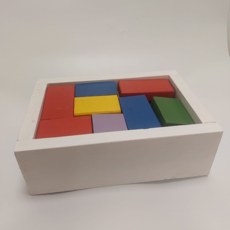 קופסאת קוביות עץ טבעי משחק צבעוניות