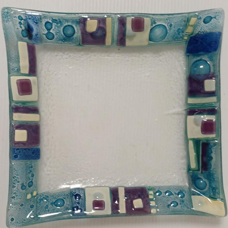 מגש זכוכית כחול