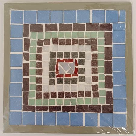 משטח לסירים פסיפס דגם ריבועים צבעי אדמה