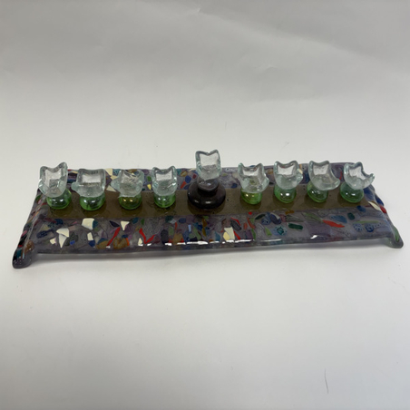 חנוכיית זכוכית דגם פסיפס 2