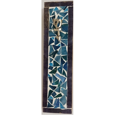 מזוזה פסיפס עץ דגם כחול