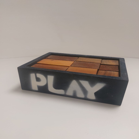 קוביות משחק עץ טבעי קופסא כחולה