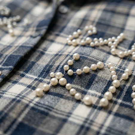 מכופתרת משבצות פנינים גפן