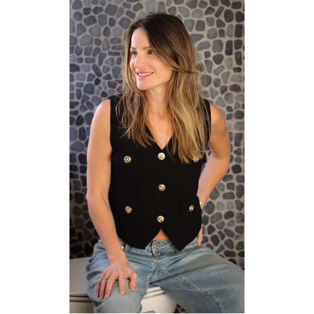 ווסט סריג כפתורי זהב