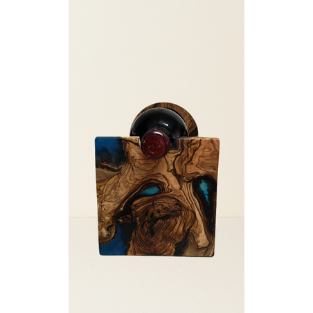 מעמד יין מעץ טבעי בשילוב אפוקסי