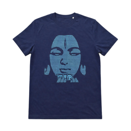 חולצת טי- navy with neon blue ACID SHIVA t-shirt