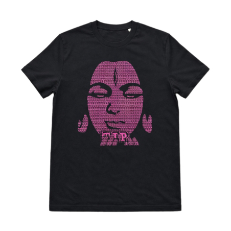 חולצת טי- black with neon pink ACID SHIVA t-shirt