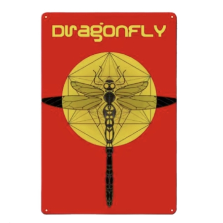 שלט מתכת  DRAGONFLY red