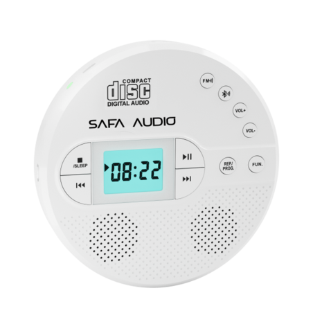 דיסקמן משולב רמקולים נטען בצבע לבן  SAFA CD-35