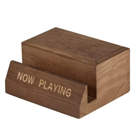 מעמד תצוגה לתקליט מעץ- NOW PLAYING