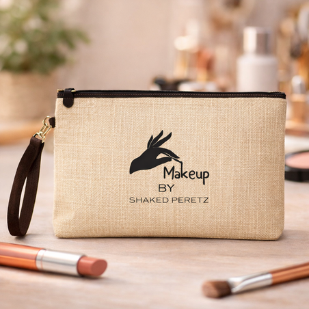 תיק איפור פשתן עם רצועה