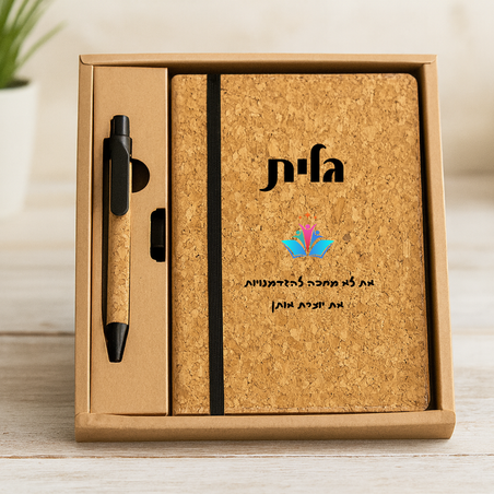 סט מחברת A5 שעם + עט תואם מחברת