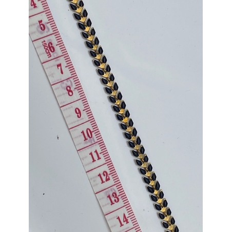 שרשרת פליז בעבודת יד עלים- צביעת אמייל שחור(25)