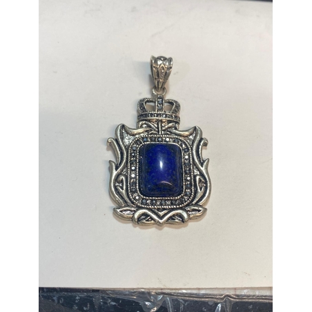 תליון מגן מלוכה כסוף בשיבוץ קריסטלים ואבן לאפיס לזולי (33)