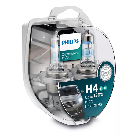 זוג נורות PHILIPS X-tremeVision Pro150 55W 12V H4