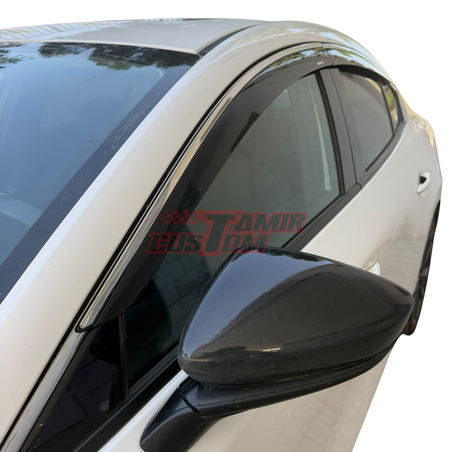מגני רוח עם פס ניקל למאזדה 3 סדאן Mazda 3 Sedan 2019 ומעלה סט 4 חלקים