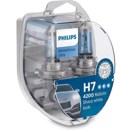 זוג נורות PHILIPS WHITE VISION ULTRA 55W 12V H7