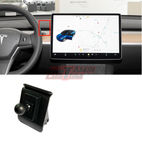 מעמד לטלפון תואם מקור לטסלה מודל 3 2019-2023 (אמצעי)