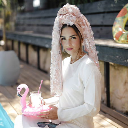 דגם ספיר-ורוד צעיף