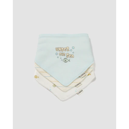 3 סינרי בנדנה fish תכלת וקרם לורנס LORENS