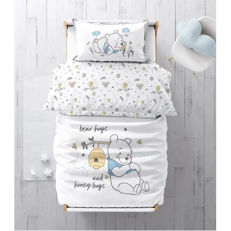 סט מצעים למיטת מעבר 100% כותנה דגם פו חיבוקי