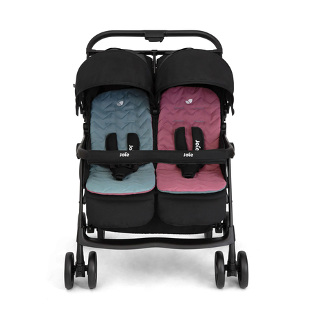 עגלת תאומים קומפקטית המתאימה מלידה Aire™ Twin - שחור/כחול ורוד Shale