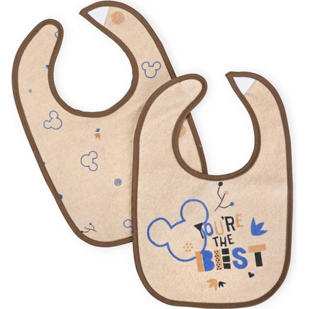 זוג סינרי תינוק מבד מגבת עם סגירת סקוטצ' - מיקי מאוס חום