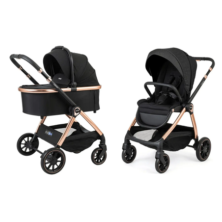 עגלת תינוק המתאימה מלידה Leona - שחור רוז גולד Black/Rose gold