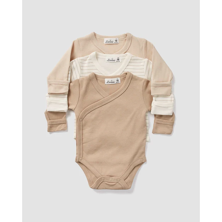 מארז 3 בגדי גוף מעטפת - טריקו | קרם
