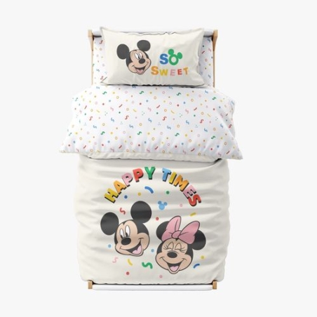 סט מצעים למיטת תינוק/מעבר 100%כותנה דגם מיקי מנצח