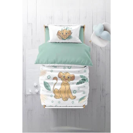 סט מצעים למיטת מעבר 100% כותנה דגם סימבה תינוק