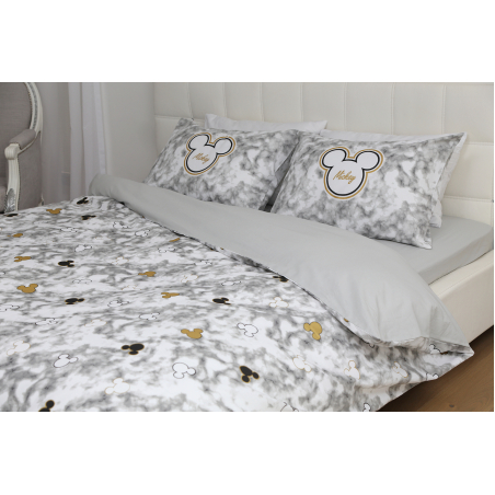 סט מצעים למיטה זוגית מיקי ומיני מאוס Gold Marble