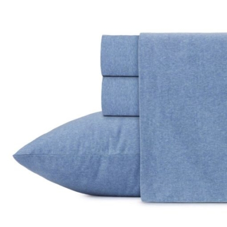 סט מצעים פלנל 100% כותנה למיטה יחיד מלאנג’ כחול 90/200