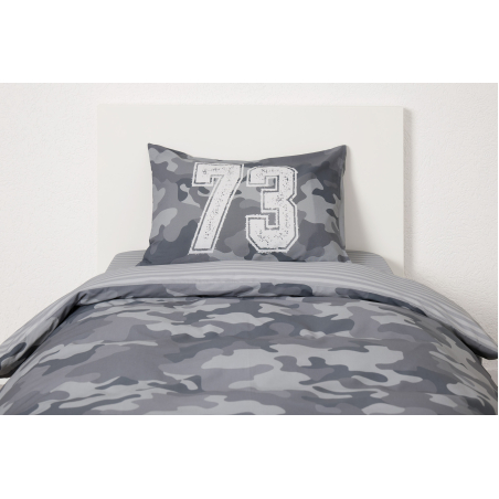 סט מצעים למיטה יחיד 100% כותנה CAMO אפור 90/200