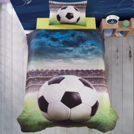 סט מצעים למיטה יחיד 100% כותנה לילדים דגם כדורגל 90/200