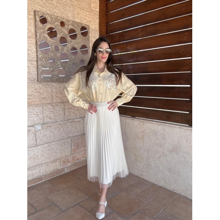 חצאית טול נצנצים - חמאה