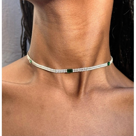 שרשרת צוקר עם אבן ירוקה מכסף טהור