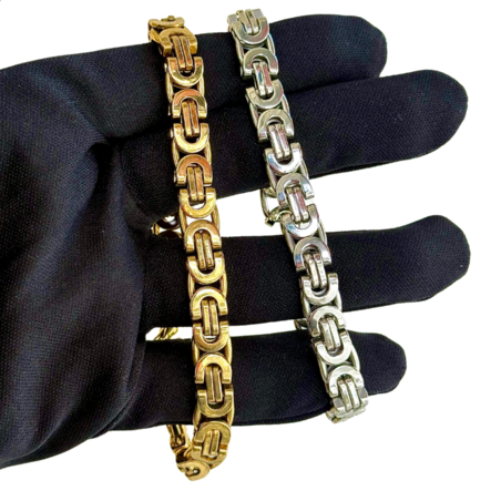 צמיד סטיל לגבר בדמוי זהב ובכסף