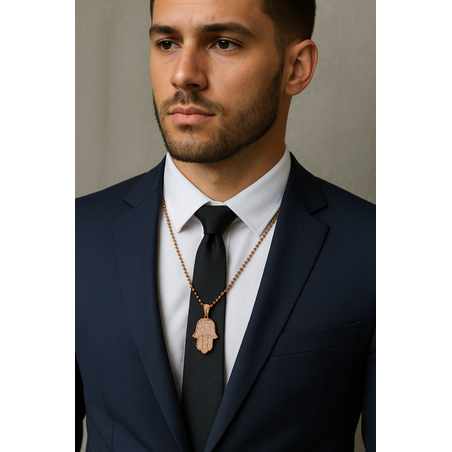 שרשרת כדורים רוזגולד עם תליון חמסה מושלם ! היסטרי