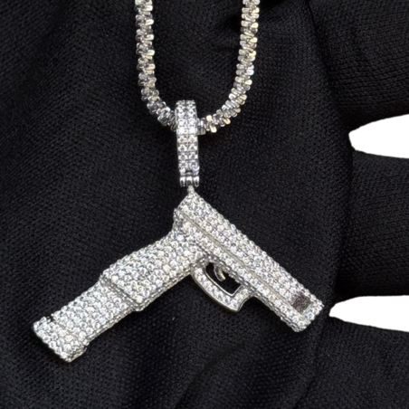 שרשרת אקדח מכסף טהור