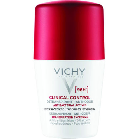VICHY - דאודורנט קליניקל קונטרול 96 שעות. היפואלרגני. 0% אלכוהול. מתאים לעור רגיש