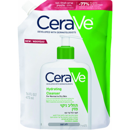 CERAVE - אריזת מילוי ג'ל מקציף לניקוי העור רגיל-יבש