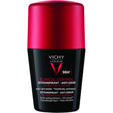 VICHY - דאודורנט קליניקל קונטרול לגבר 96 שעות. היפואלרגני. 0% אלכוהול. מתאים לעור רגיש