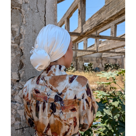 טורבן סאטן - לבן