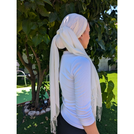 מטפחת לונג פרנזים - שמנת