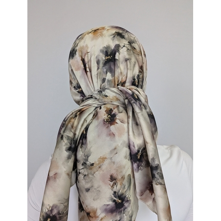 מטפחת מרובעת פרח - סאטן