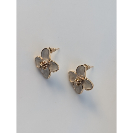 עגילי פרח Goldfield - זהב ושמנת