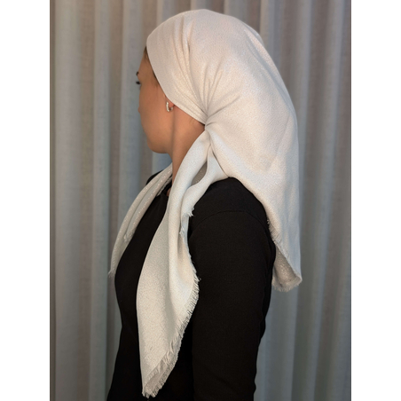 מטפחת מרובעת נצנץ - לבן / שמנת